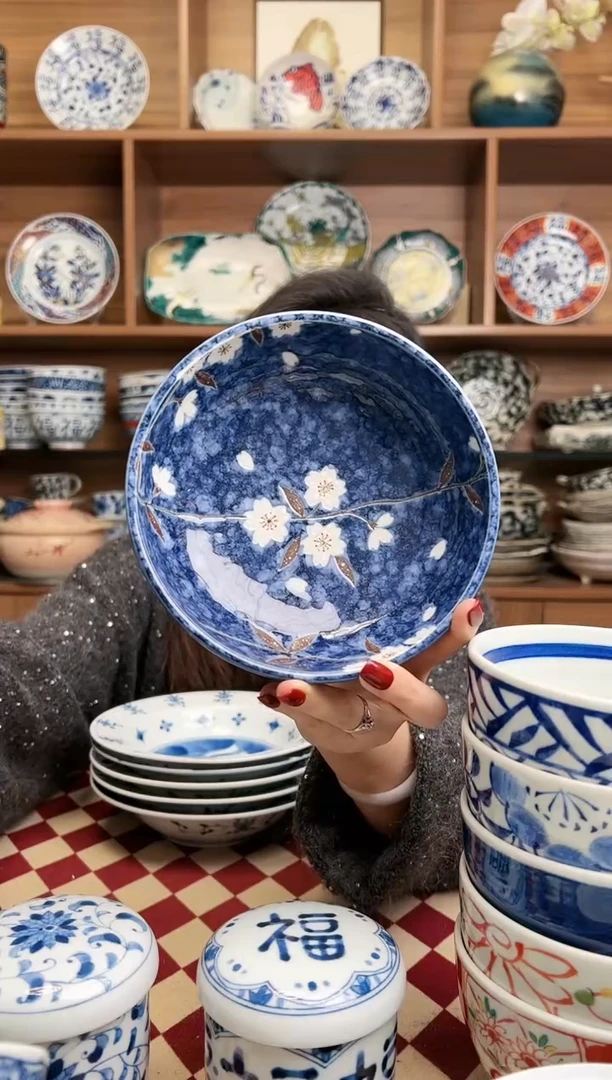 【闪购商品】瓷片藏蓝白樱15.5cm煮物钵