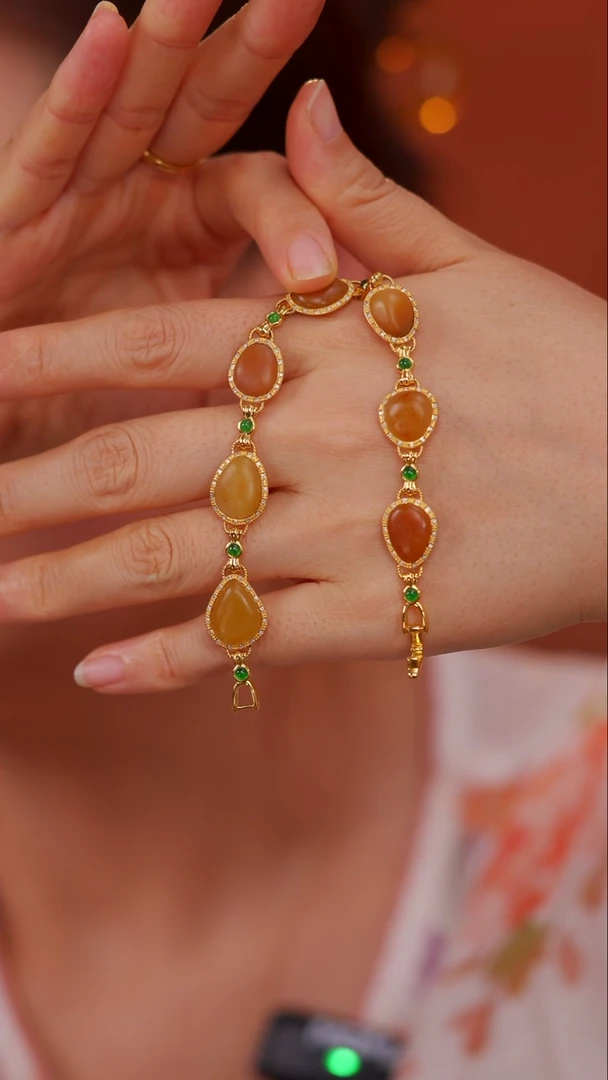 手链18K金镶嵌和田玉新款