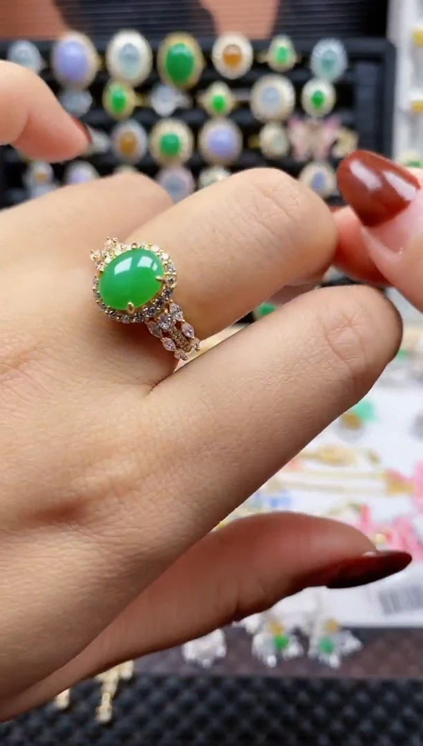 银S925镶嵌戒指翡翠241