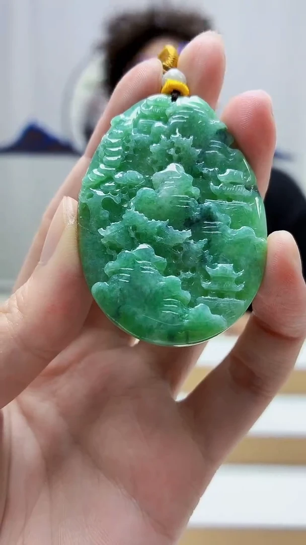 未镶嵌定制翡翠4688zm-毛货挂件山水22