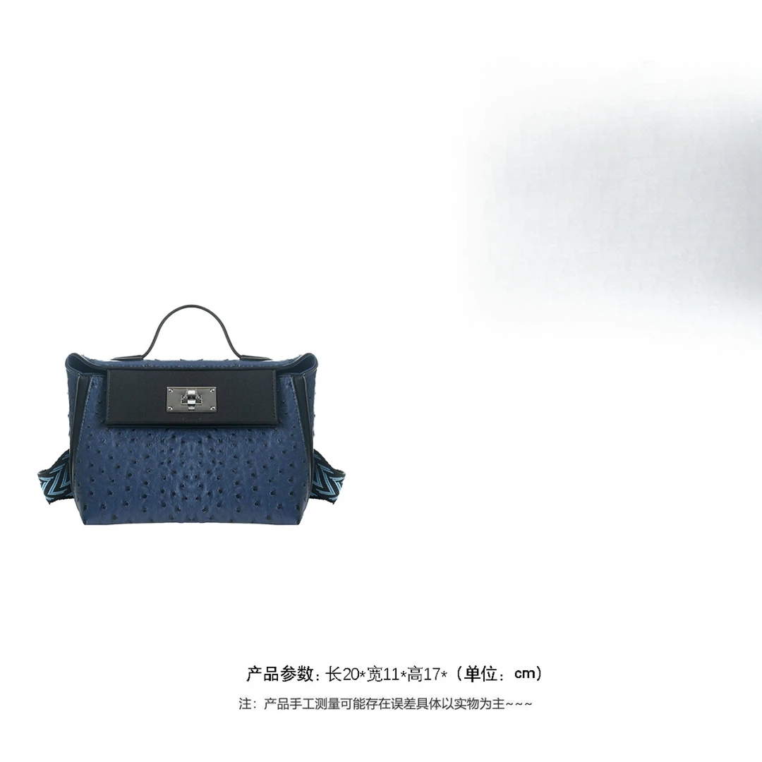 【高定】时尚休闲百搭通勤女士单肩斜跨包 BV2424-鸵鸟蓝拼黑