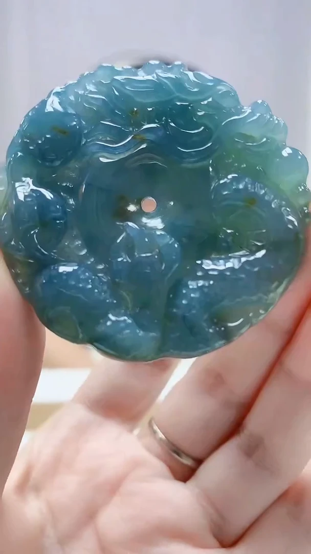 未镶嵌定制翡翠4917DD-毛货挂件龙扣50