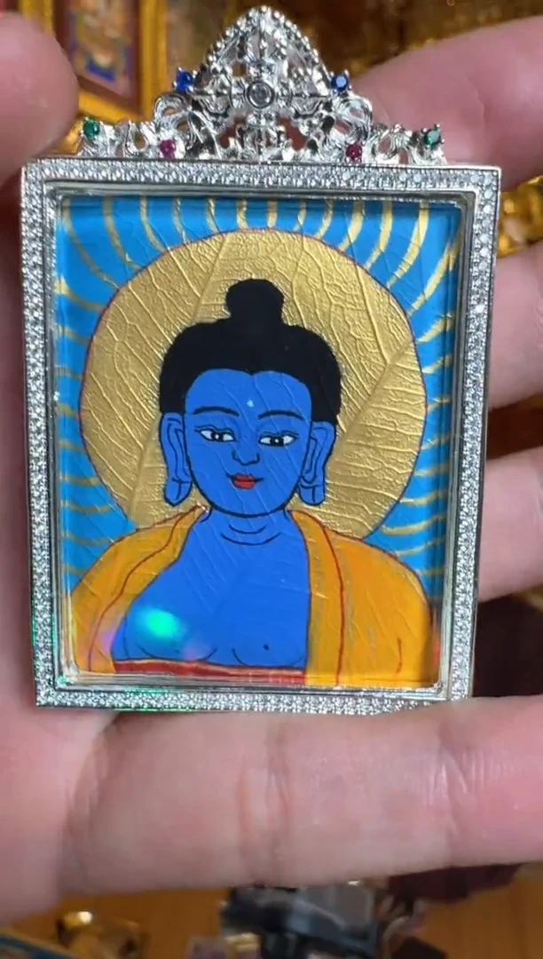 吊坠药师佛-热贡纯手绘唐卡