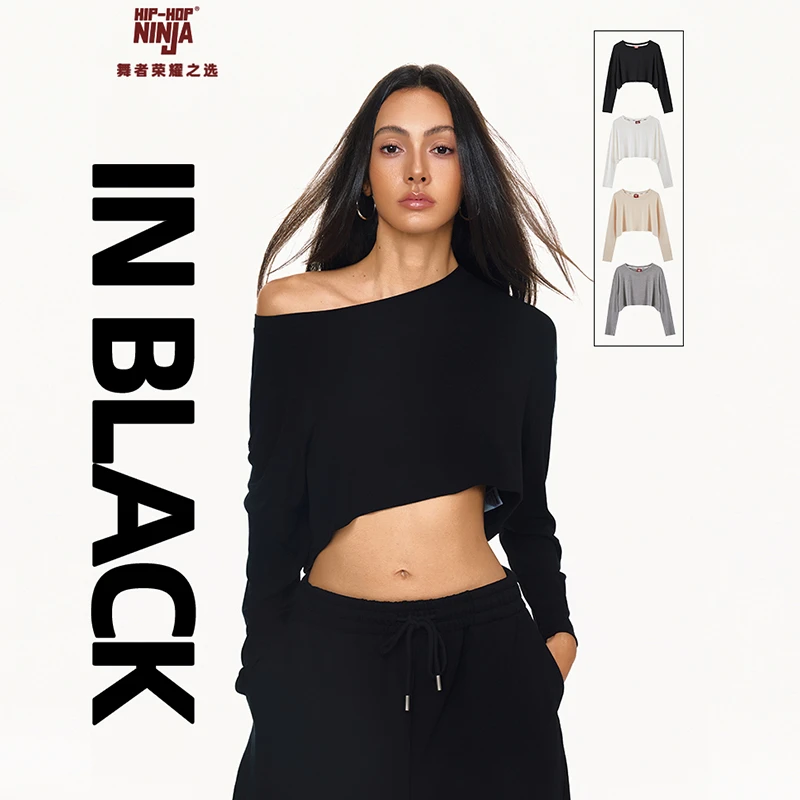 HIPHOP NINJA街舞爵士舞嘻哈短款慵懒风露脐女跳舞罩衫上衣多色