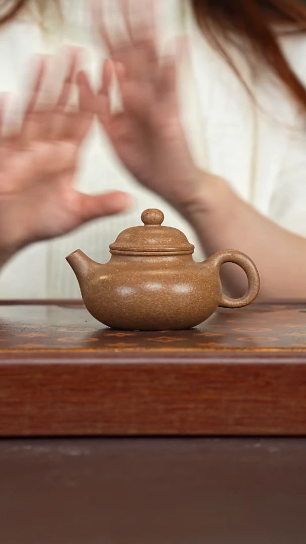 茶壶紫砂手磨黄降坡容天-