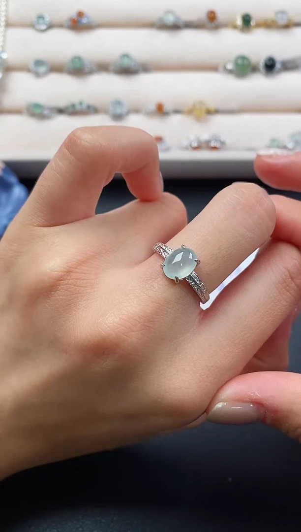 银S925镶嵌戒指翡翠777777+2