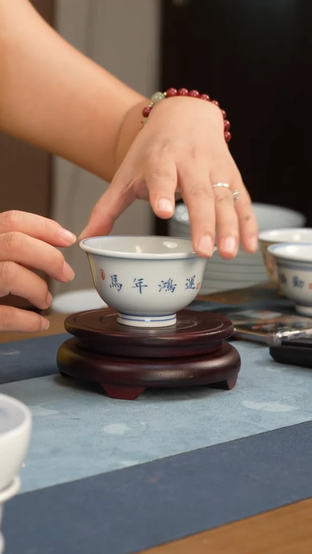 杯子江会松【马年鸿运】纯手绘书法杯带证书锦盒