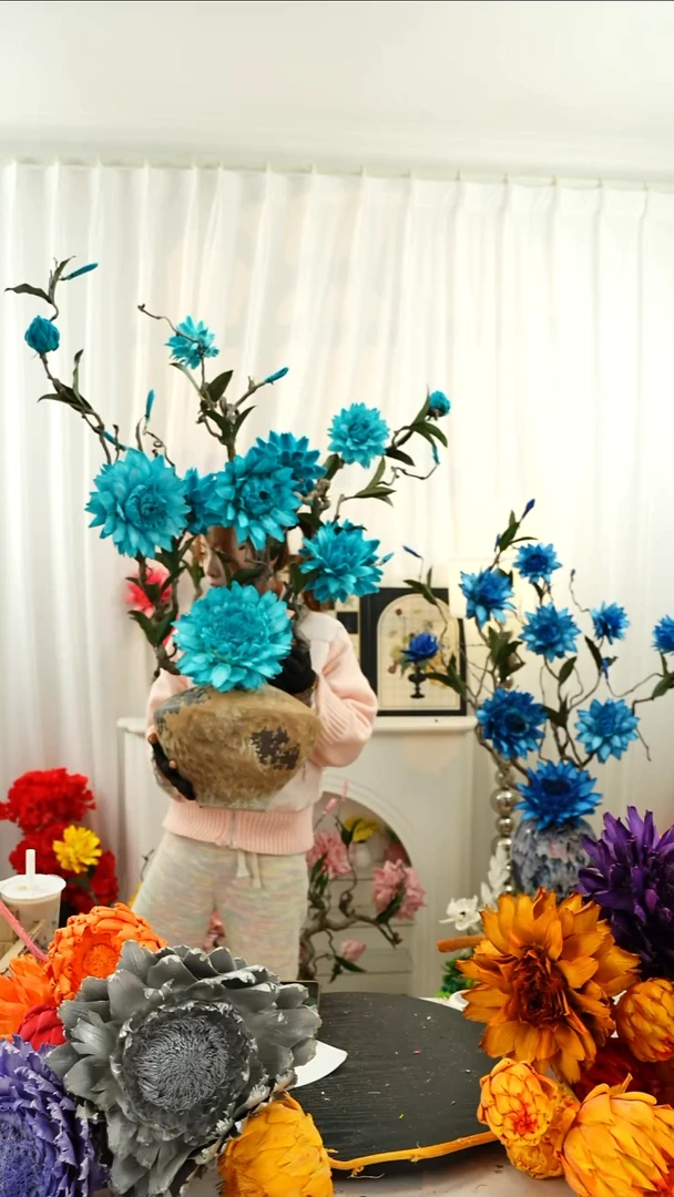 永生洋蓟 霸王花龙枣枝不带瓶【孔雀蓝】A51