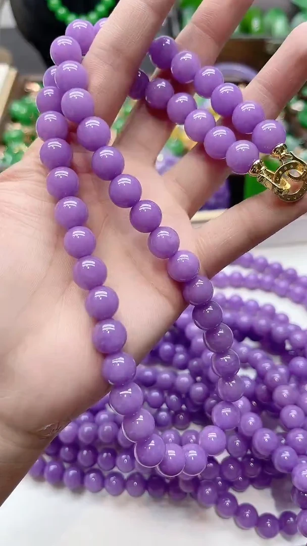 颈饰14K金镶嵌翡翠10mm紫妈妈连