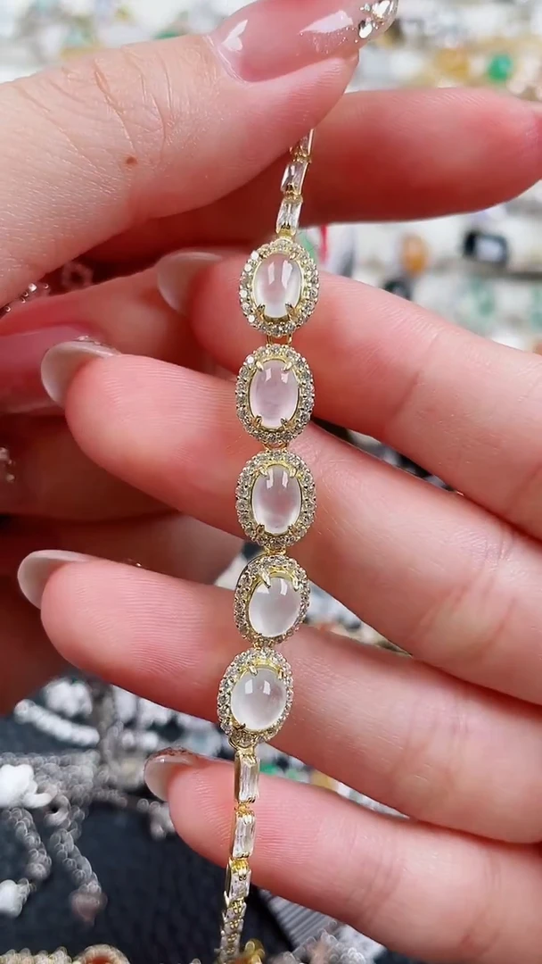 银S925镶嵌手链翡翠135