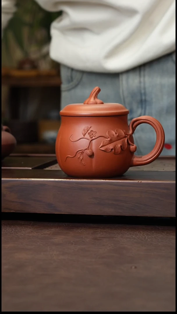 茶壶紫砂*赵庄朱泥泥绘盖杯