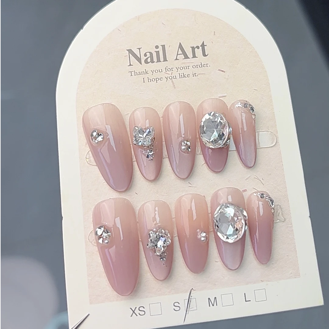 设计师专款-【少女情深】YH024纯手工穿戴甲【送工具包】美甲