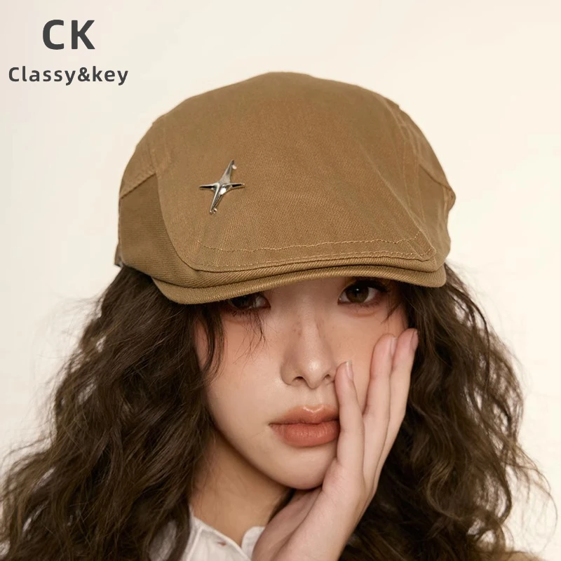 Classy key新加坡设计师联名款复古贝雷帽女休闲前进帽文艺报童帽