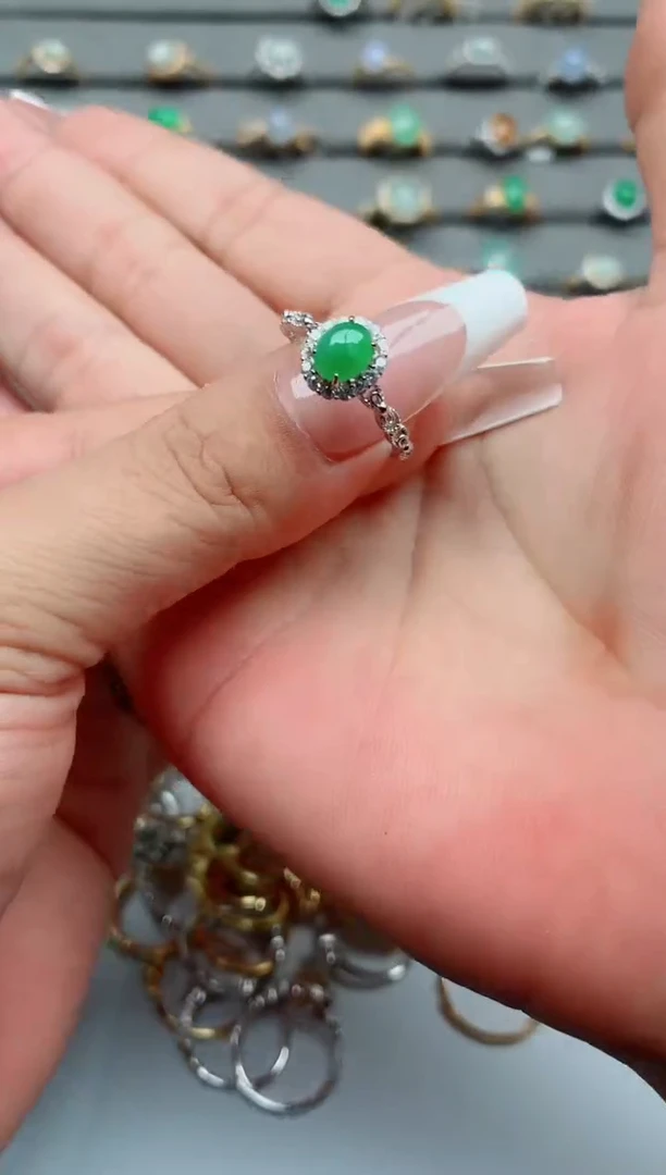 银S925镶嵌戒指翡翠.