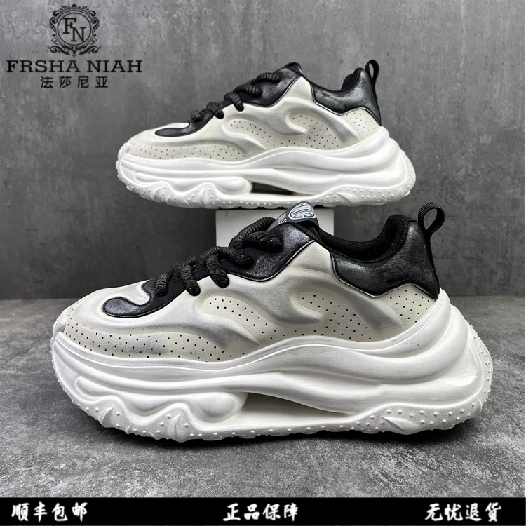 法莎尼亚拼色复古做旧休闲老爹鞋男款爆款2025新款时尚百搭增高鞋