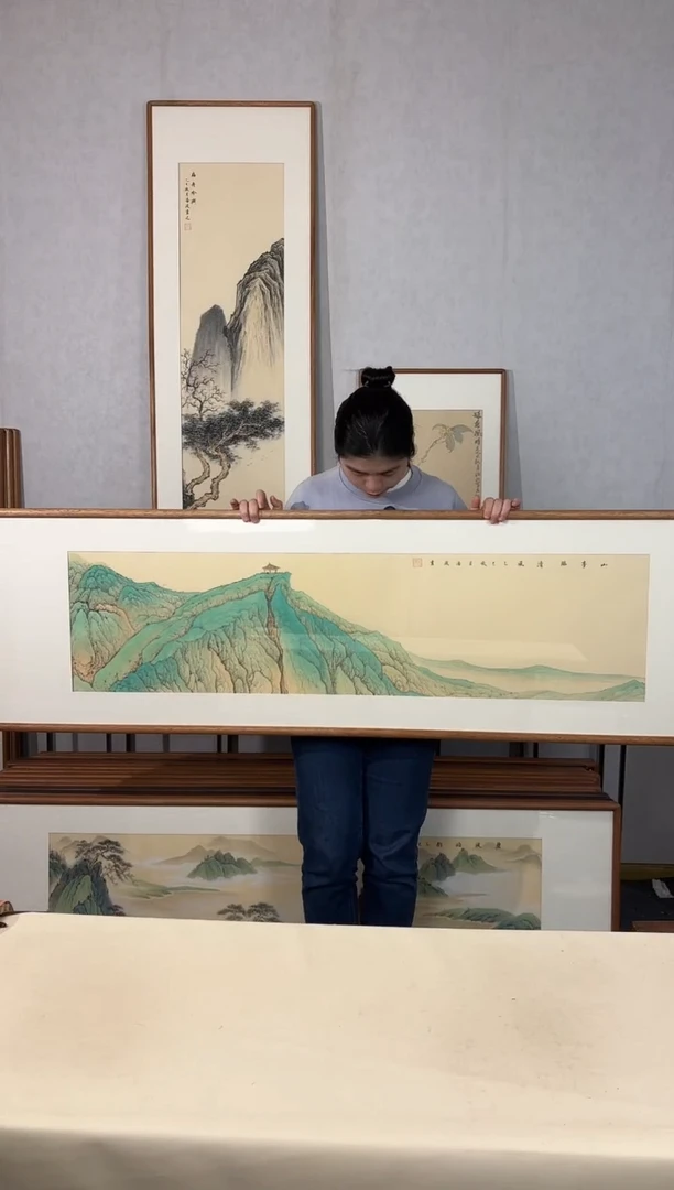 国画手绘*山亭临清风*52*172cm带框发货