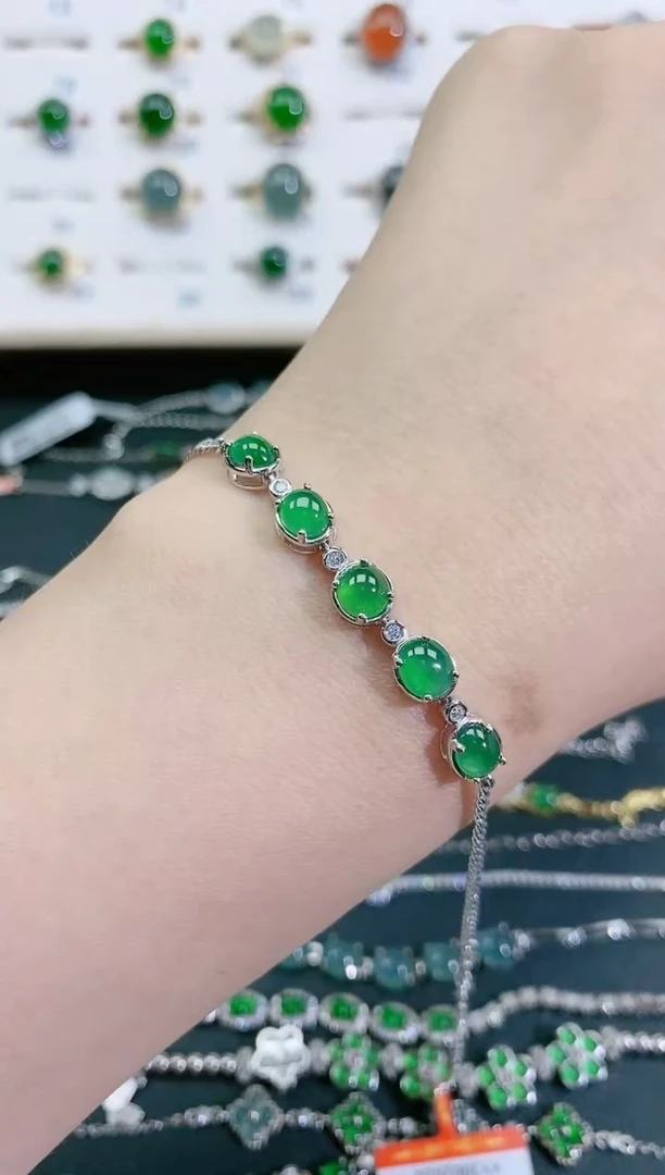 银S925镶嵌手链翡翠天然翡翠