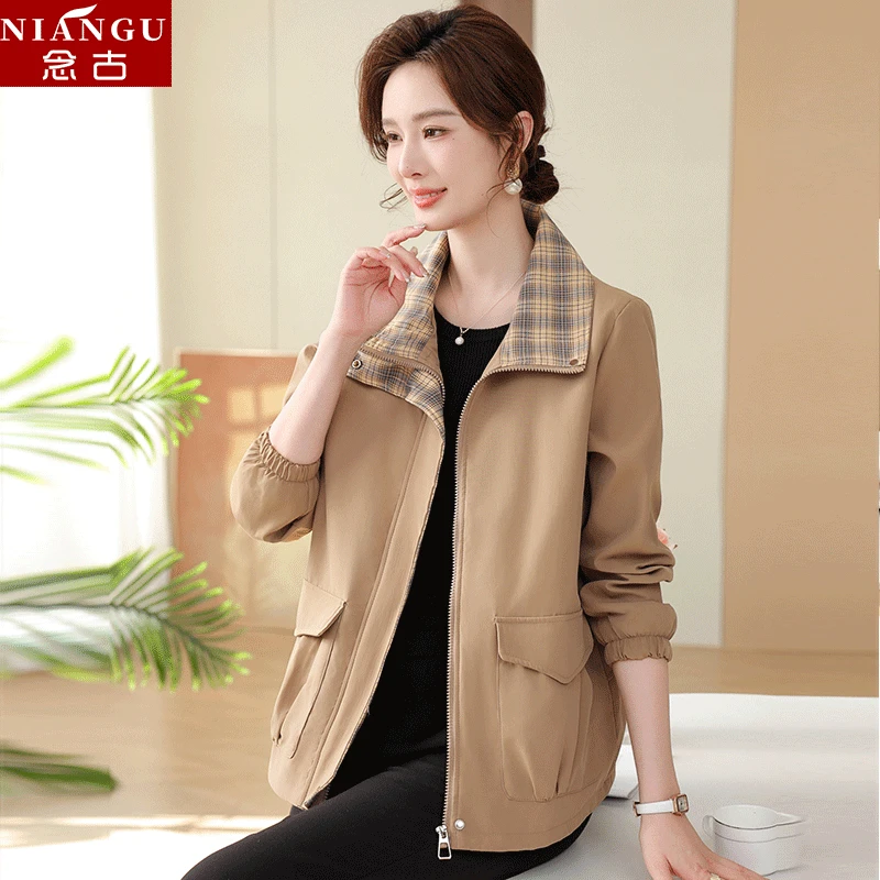 妈妈春秋装新款外套洋气2025中老年女装时尚显瘦减龄休闲夹克上衣