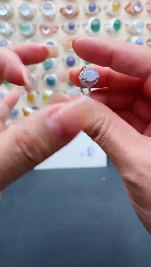 银S925镶嵌戒指翡翠天然缅甸翡翠A货111 3