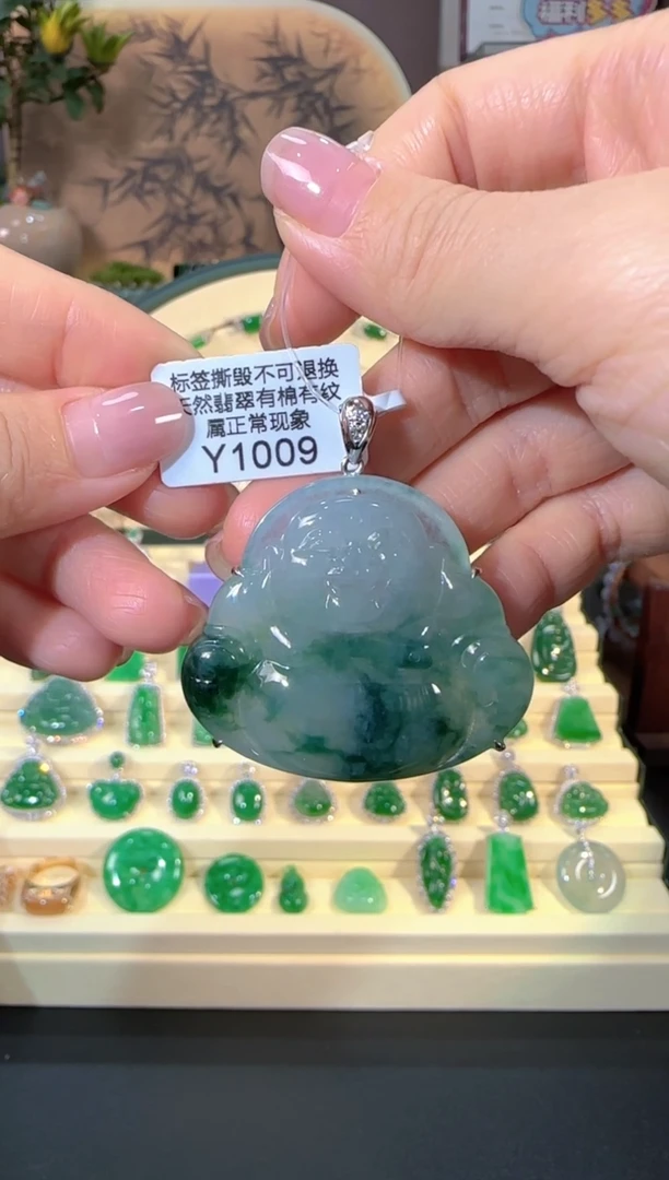 颈饰18K金镶嵌翡翠Y1009佛公
