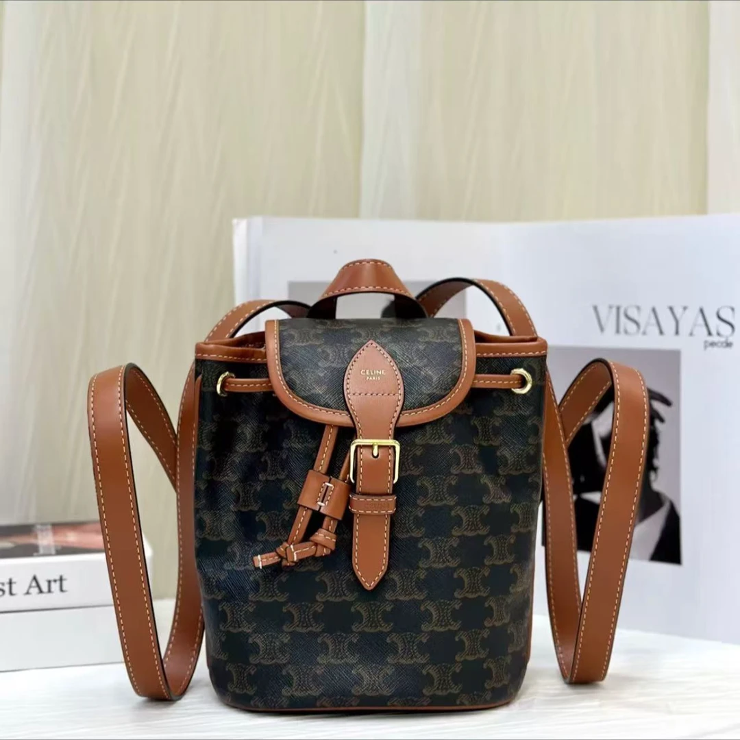 95新 Celine/思琳 GGS凯旋门双肩包mini老花金扣47847335