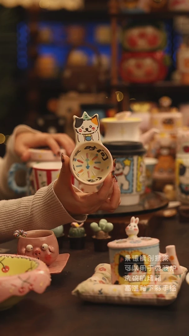 陶瓷景德镇可爱陶瓷釉下彩绘设计师款