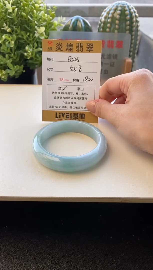 未镶嵌手镯翡翠圈口56编码b225