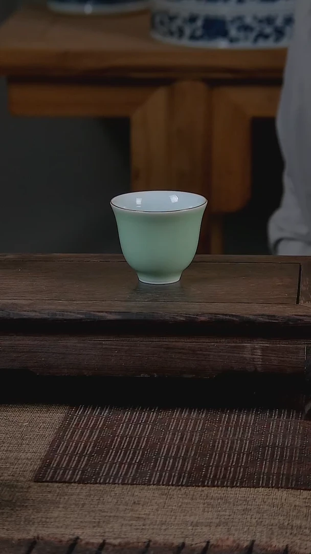杯折葵非器手工手绘梅子青主人杯