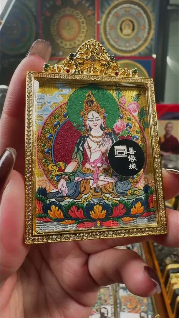 吊坠壹善缘城手绘唐卡白度