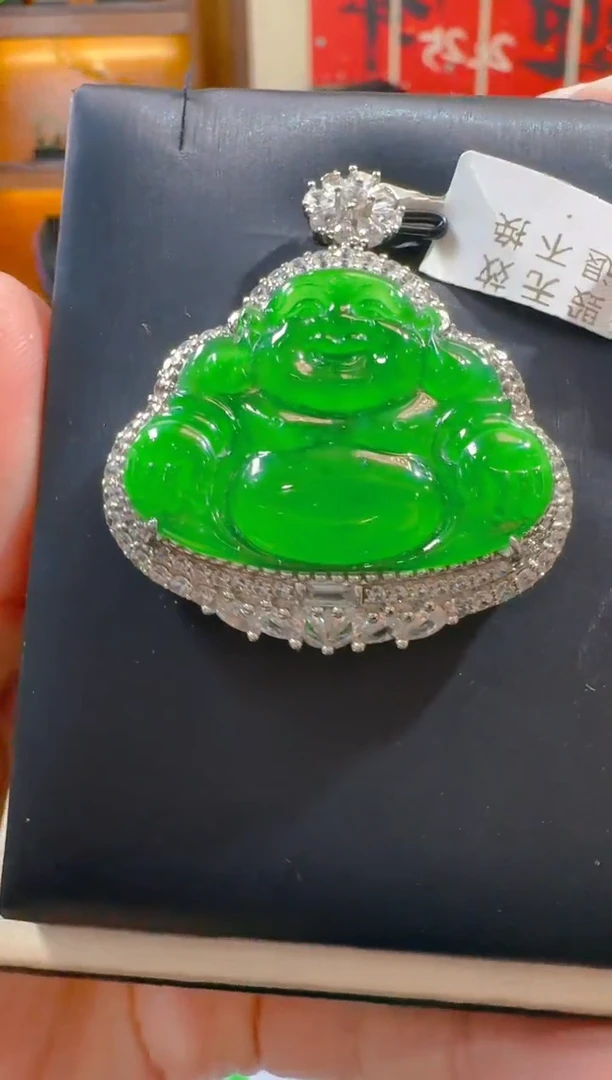 翡翠银S925镶嵌吊坠(赠链)天然A货翡翠