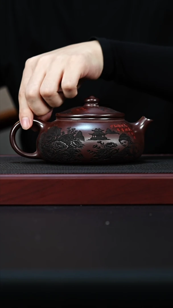 茶壶紫砂宜兴紫砂 （大）寒江 石红 李恒阳h334
