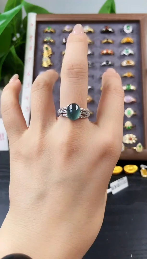银S925镶嵌戒指翡翠32