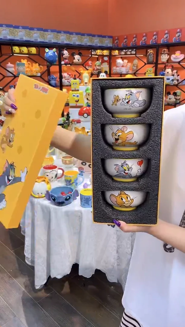 瓷片@@猫和老鼠4.5寸四碗礼盒装