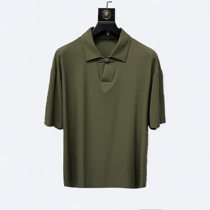 YKNZ  夏季新款男士垂感冰凉休闲POLO衫短袖日系宽松半袖25033
