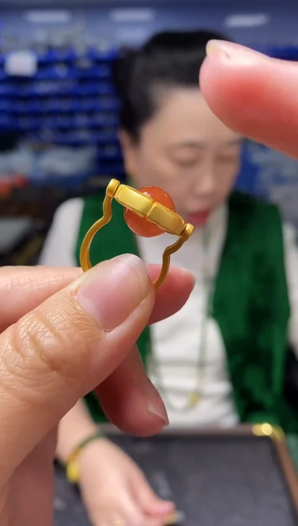 银S925镶嵌南红玛瑙戒指JZ3878