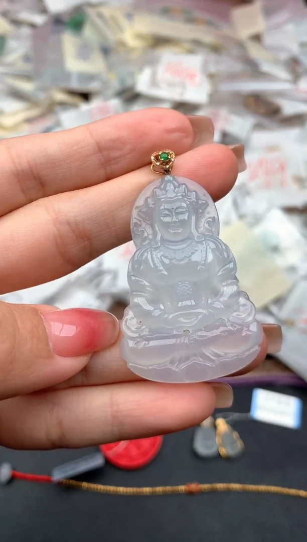 18K金镶嵌挂件翡翠一度母