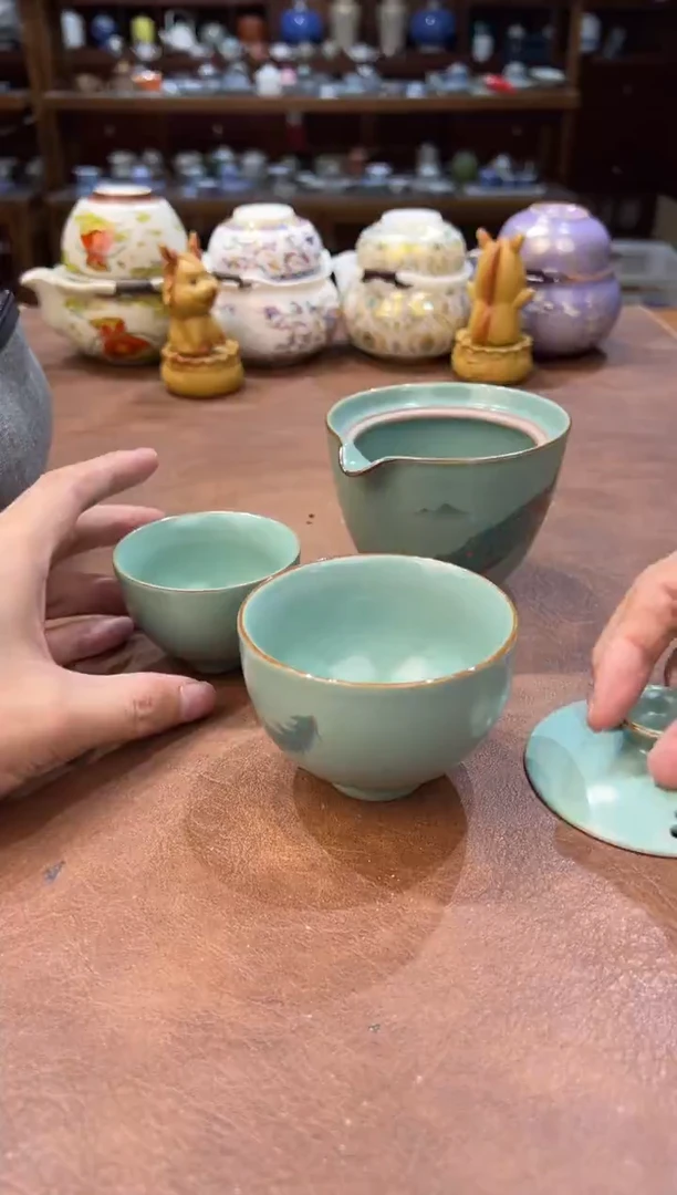 真的很便宜超好看会开片的旅行茶具