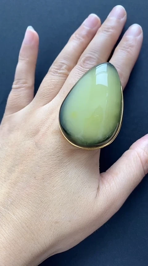 【闪购商品】琥珀裸石银S925镶嵌琥珀戒指