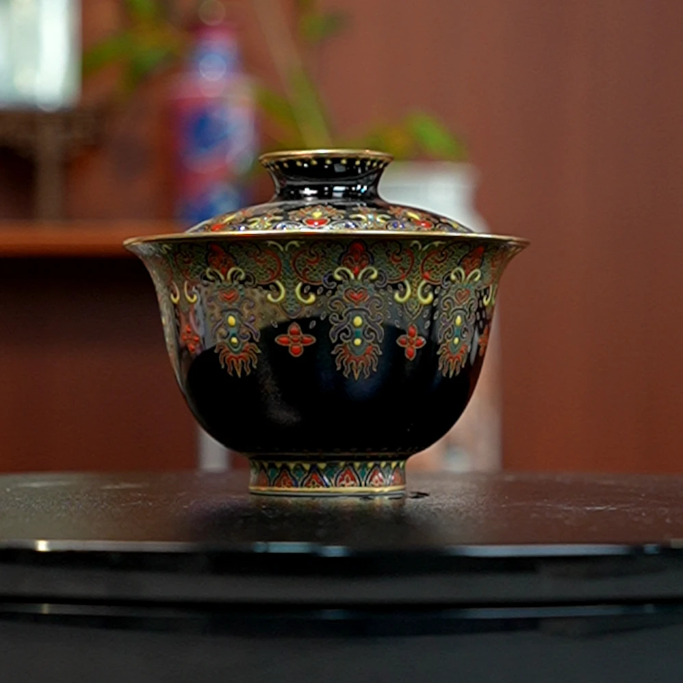 12.29/N200560/01124/黑地二才盖碗/口径10/高8.3/150cc