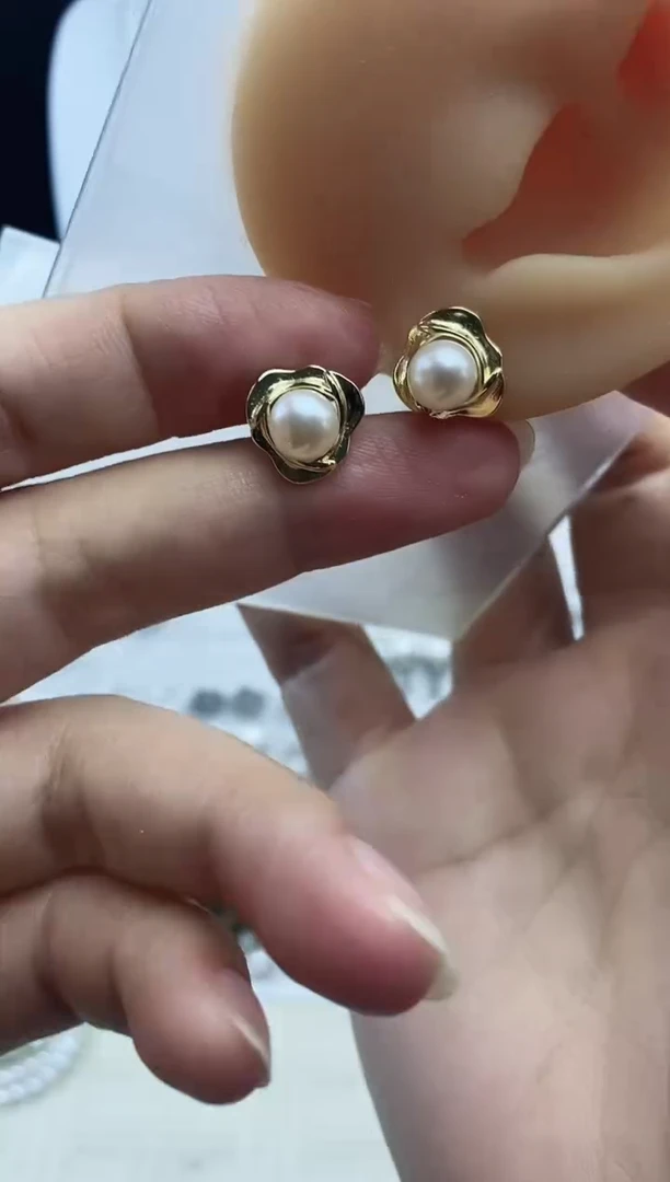 合金耳饰淡水珍珠56