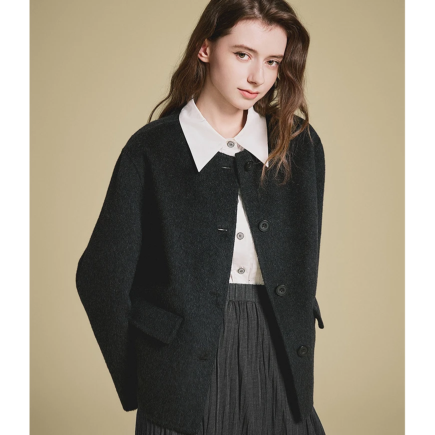 【羊驼毛】PSALTER/诗篇25时尚气质百搭双面呢外套6C65110353