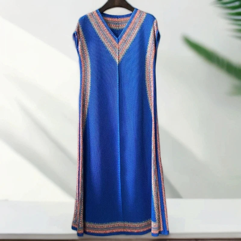 2025-101褶皱中长款时尚显瘦百搭连衣裙轻奢高贵气质优雅名媛夏季