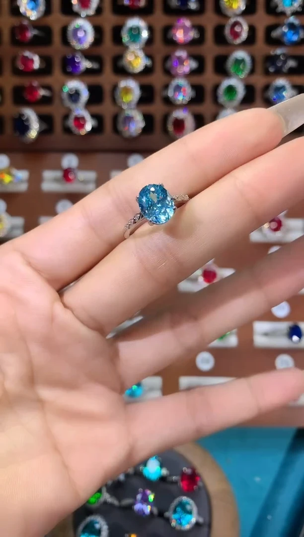 银S925镶嵌戒指碧玺810白鸟巢切