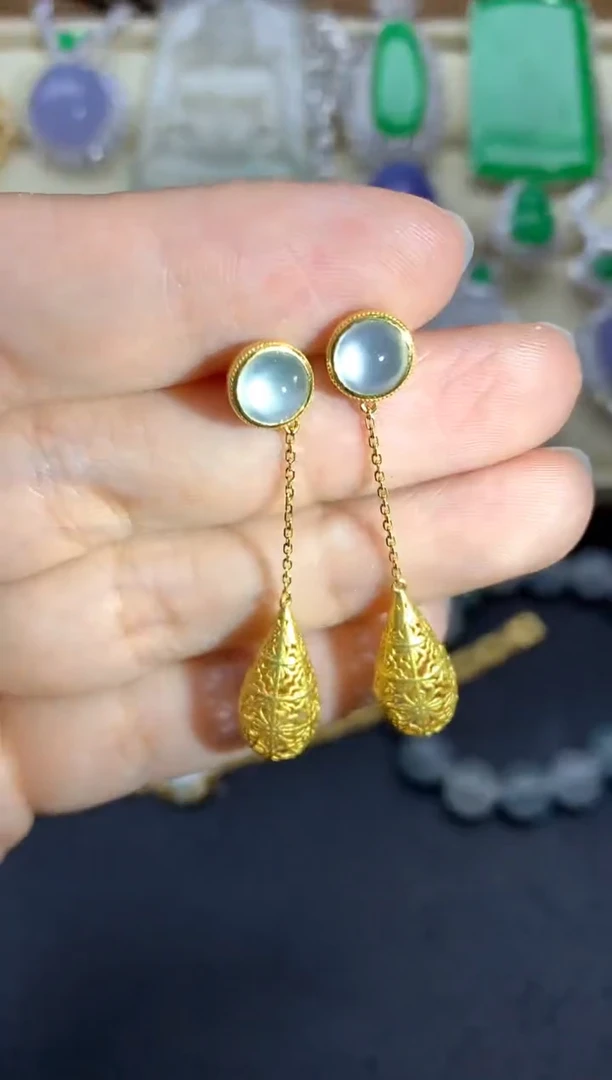 翡翠18K金镶嵌耳饰468中国好珍宝