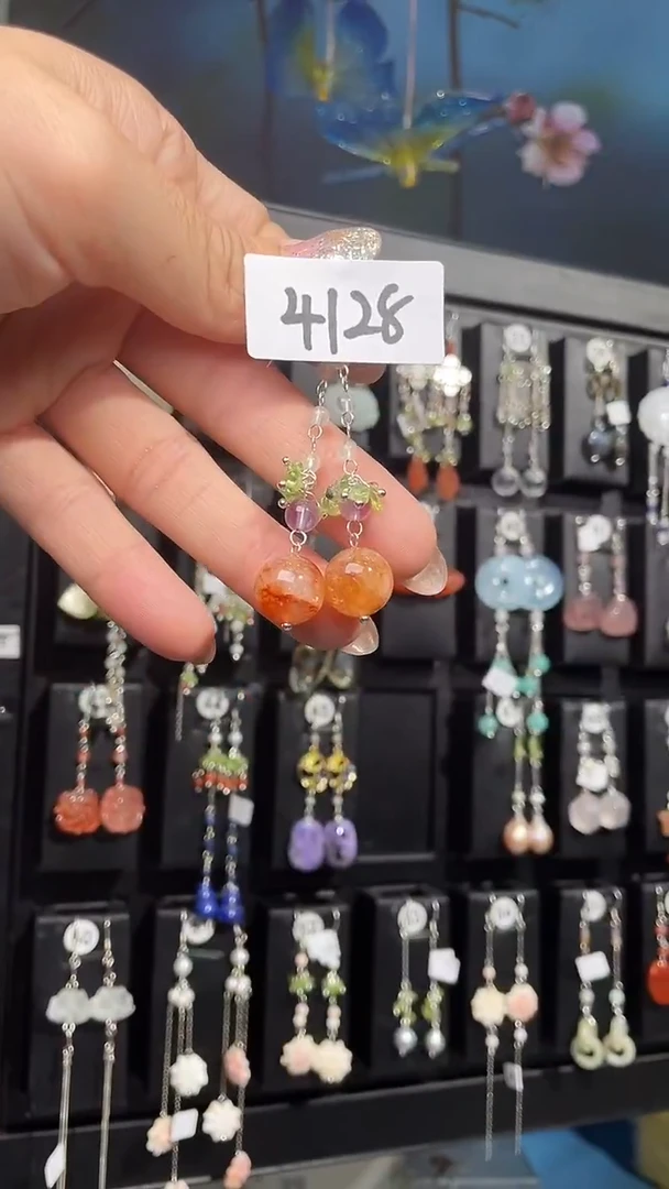 银S925镶嵌耳饰紫晶喜欢拍