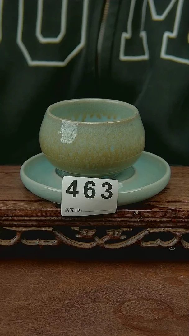 天青釉禅定杯带杯垫