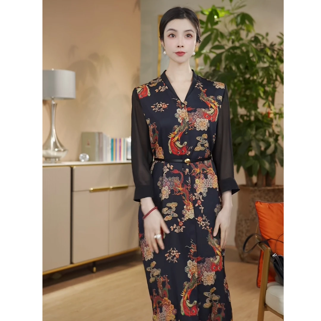 618【七景超级太太】龙凤呈祥2025年新款女装连衣裙SL25039