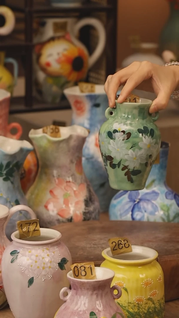 陶瓷221景德镇设计师手作花器摆件侘寂风