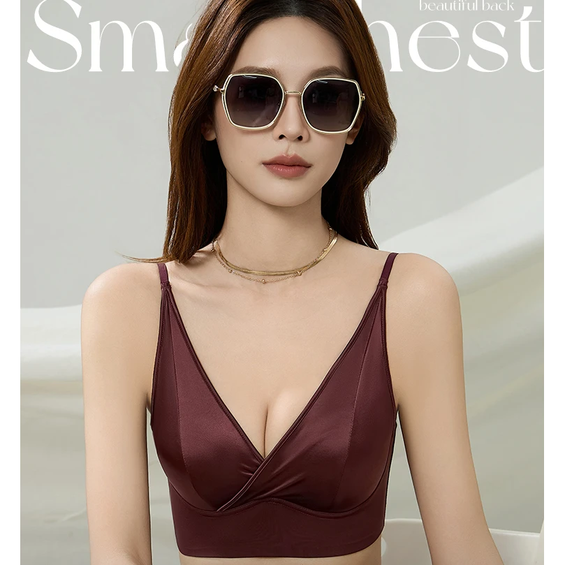 加兹尼252美背内衣女文胸性感深V聚拢无痕一体式无背扣大露背吊带