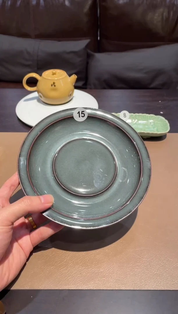 15窑承青瓷铁胎壶承-微瑕